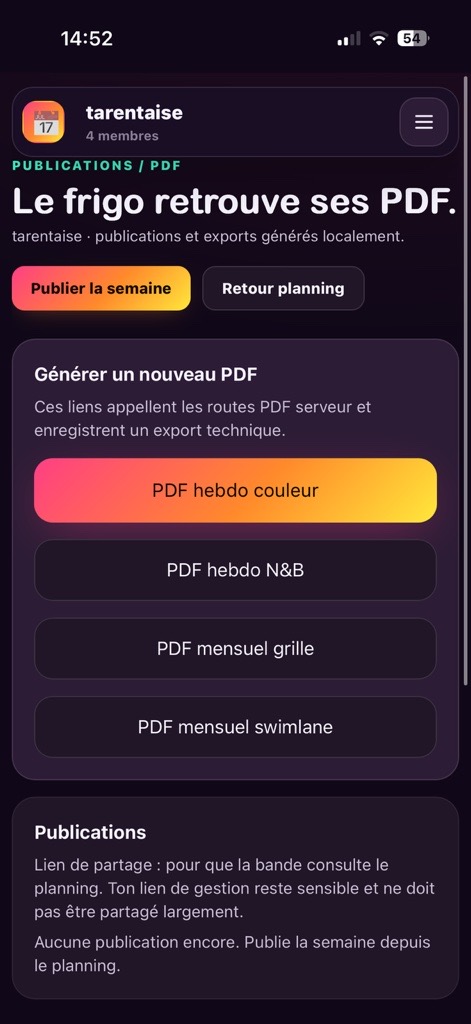 KicékiSyColle : planning de semaine